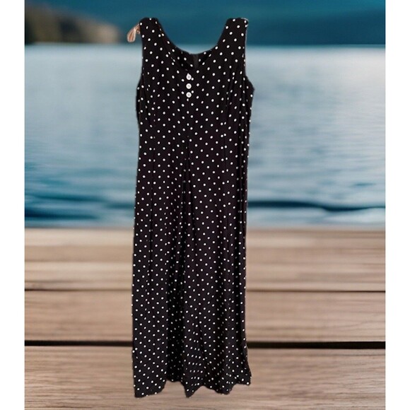 Compagnie Womens Black Medium  Black White Polka Dot Jumpsuit Retro Y2K USA M - Picture 1 of 4